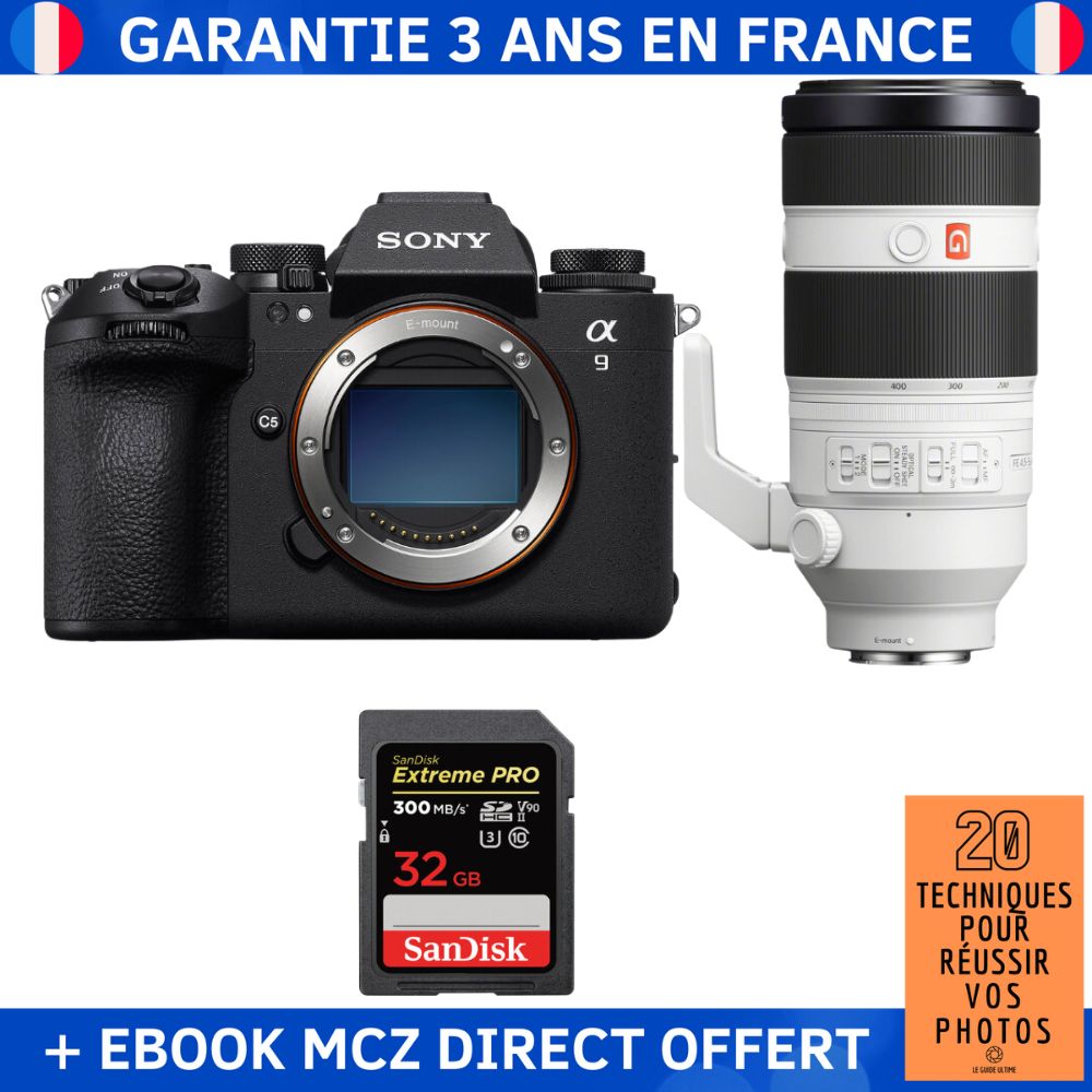 Sony A9 III + FE 100-400mm f/4.5-5.6 GM OSS + 32GB SanDisk Extreme PRO UHS-II SDXC Card + '20 Techniques for Succeeding in Photography' Ebook - Professional Camera