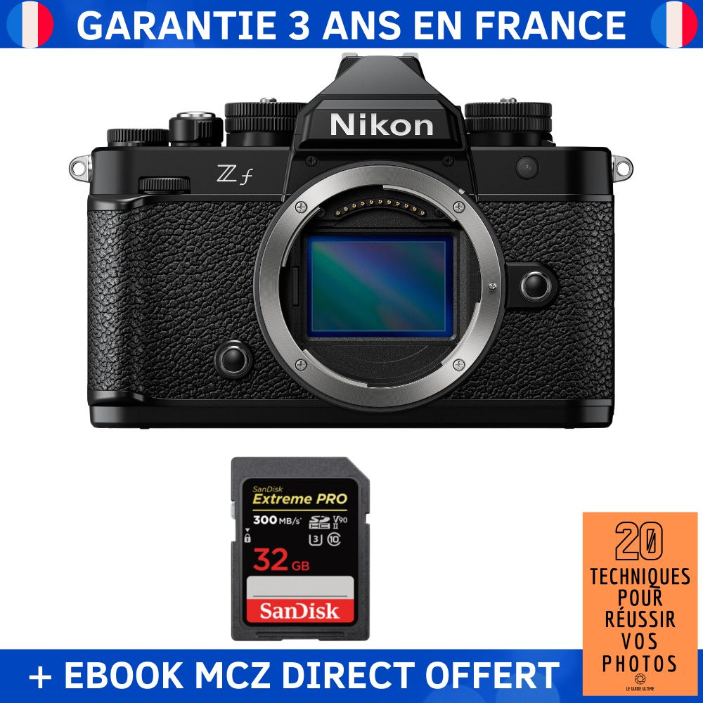 Nikon Zfc + 1 SanDisk 32GB Extreme PRO UHS-II SDXC 300MB/s Memory Card + '20 Techniques pour Réussir vos Photos' Ebook - Hybrid Camera