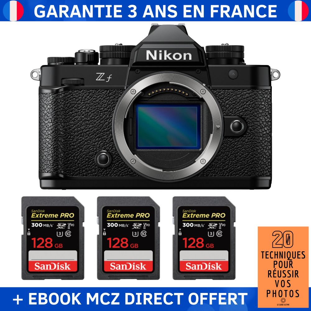 Nikon Zf + 3 SanDisk 128GB Extreme PRO UHS-II SDXC Card 300MB/s + '20 Techniques for Succeeding in Your Photos' Ebook - Hybrid Camera