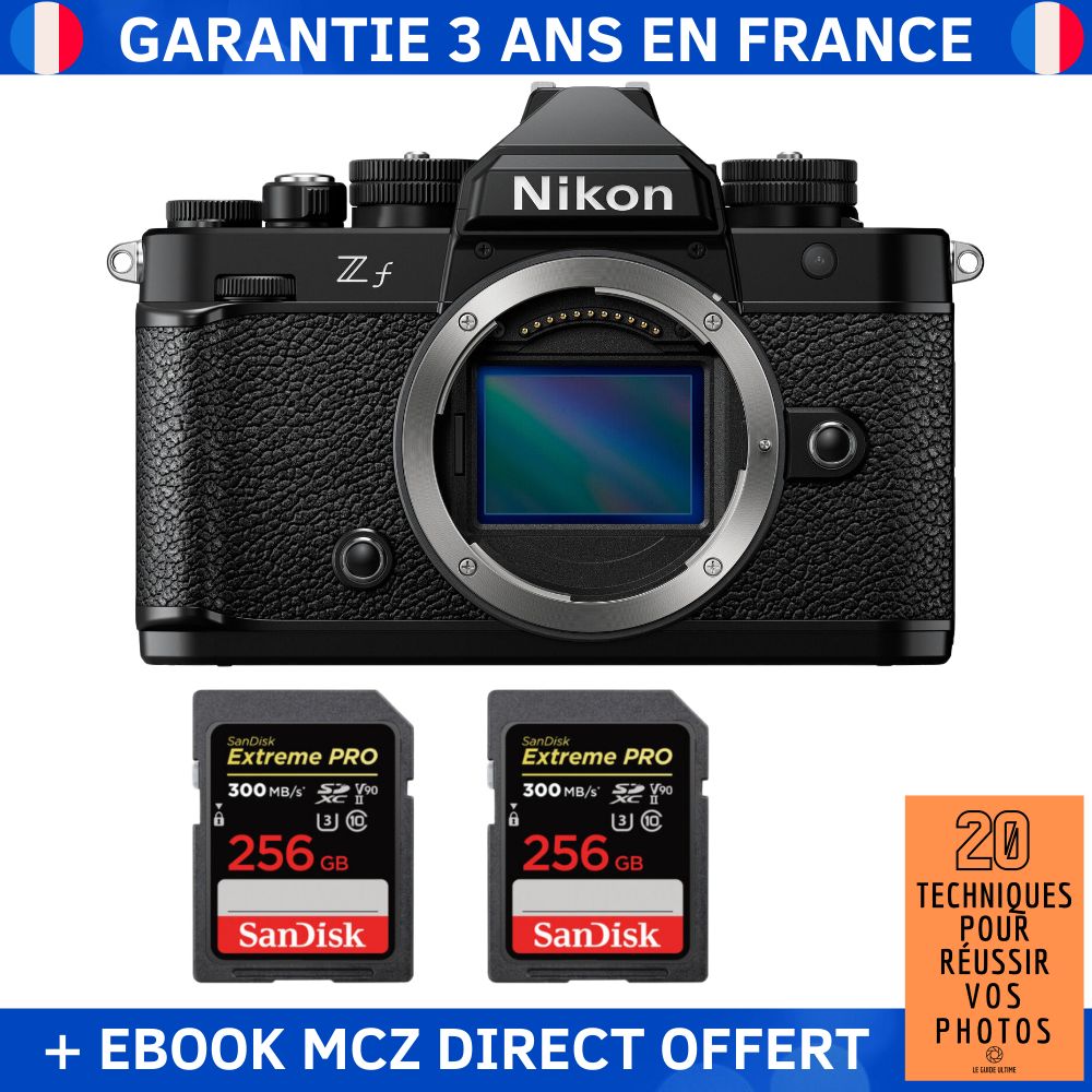 Nikon Zf + 2 SanDisk 256GB Extreme PRO UHS-II SDXC 300MB/s Memory Card Kit - Hybrid Camera