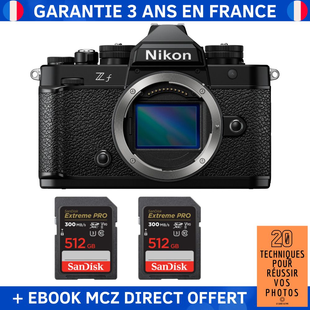 Nikon Zf + 2 SanDisk 512GB Extreme PRO UHS-II SDXC 300MB/s Memory Card Kit - Hybrid Camera