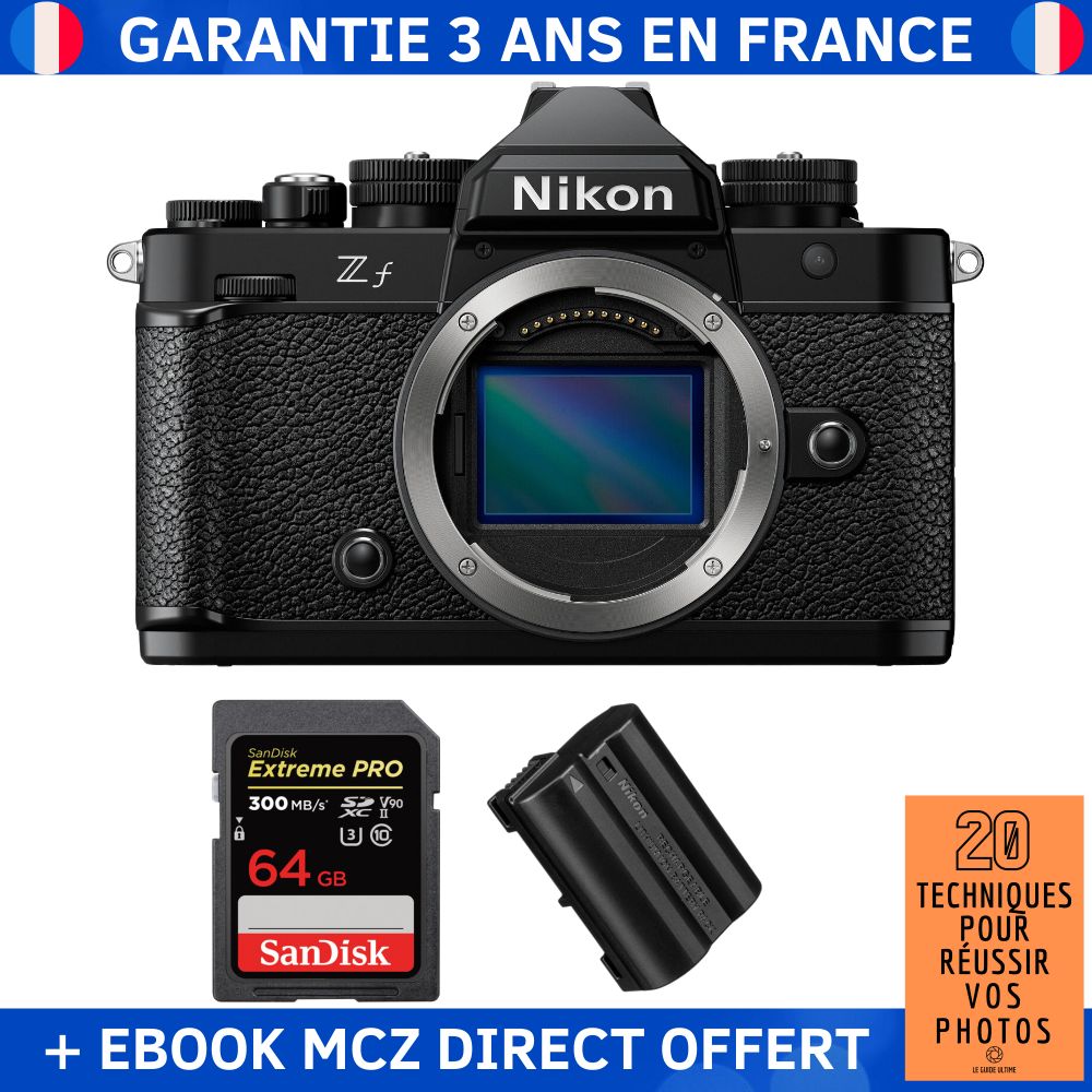 Nikon Zfc + 1 SanDisk 64GB Extreme PRO UHS-II SDXC 300MB/s + 1 Nikon EN-EL15C Battery + '20 Techniques pour Réussir vos Photos' Ebook - Hybrid Camera