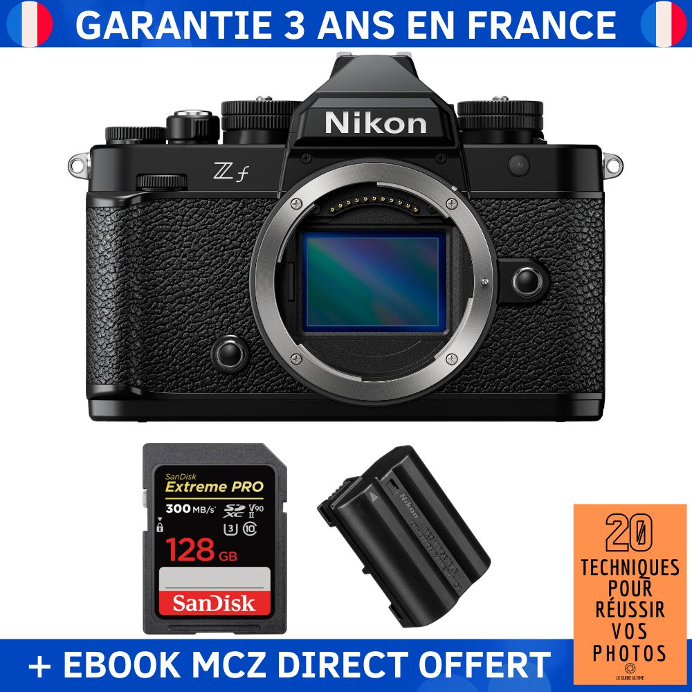 Nikon Zf + 1 SanDisk 128GB Extreme PRO UHS-II SDXC 300MB/s + Nikon EN-EL15C Battery + '20 Techniques pour Réussir vos Photos' Ebook - Hybrid Camera