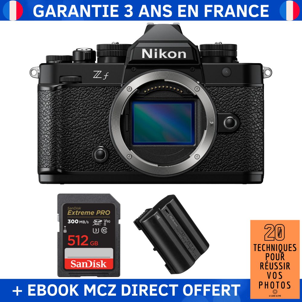 Nikon Zfc + 1 SanDisk 512GB Extreme PRO UHS-II SDXC 300MB/s Card + 1 Nikon EN-EL15C Battery + '20 Techniques pour Réussir vos Photos' Ebook - Hybrid Camera