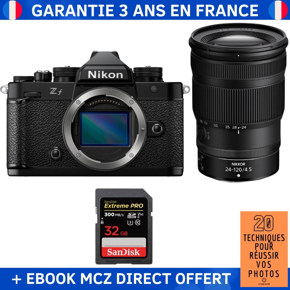 Nikon Zf + 24-120mm f/4 S Lens + 32GB SanDisk Extreme PRO SDXC Card + Ebook - Hybrid Camera