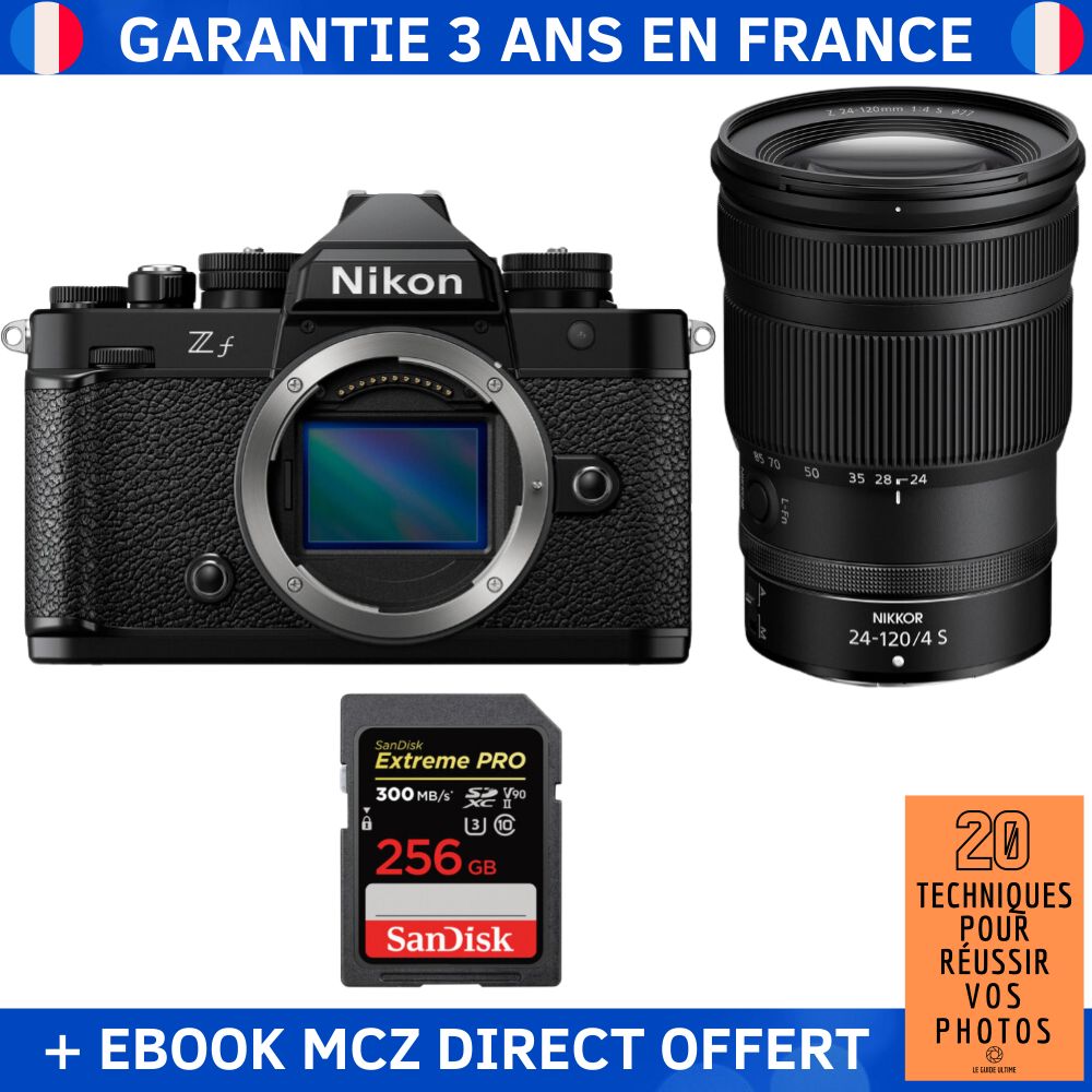 Nikon Zf + 24-120mm f/4 S Lens + 256GB SanDisk Extreme PRO SDXC Card + Ebook - Hybrid Camera