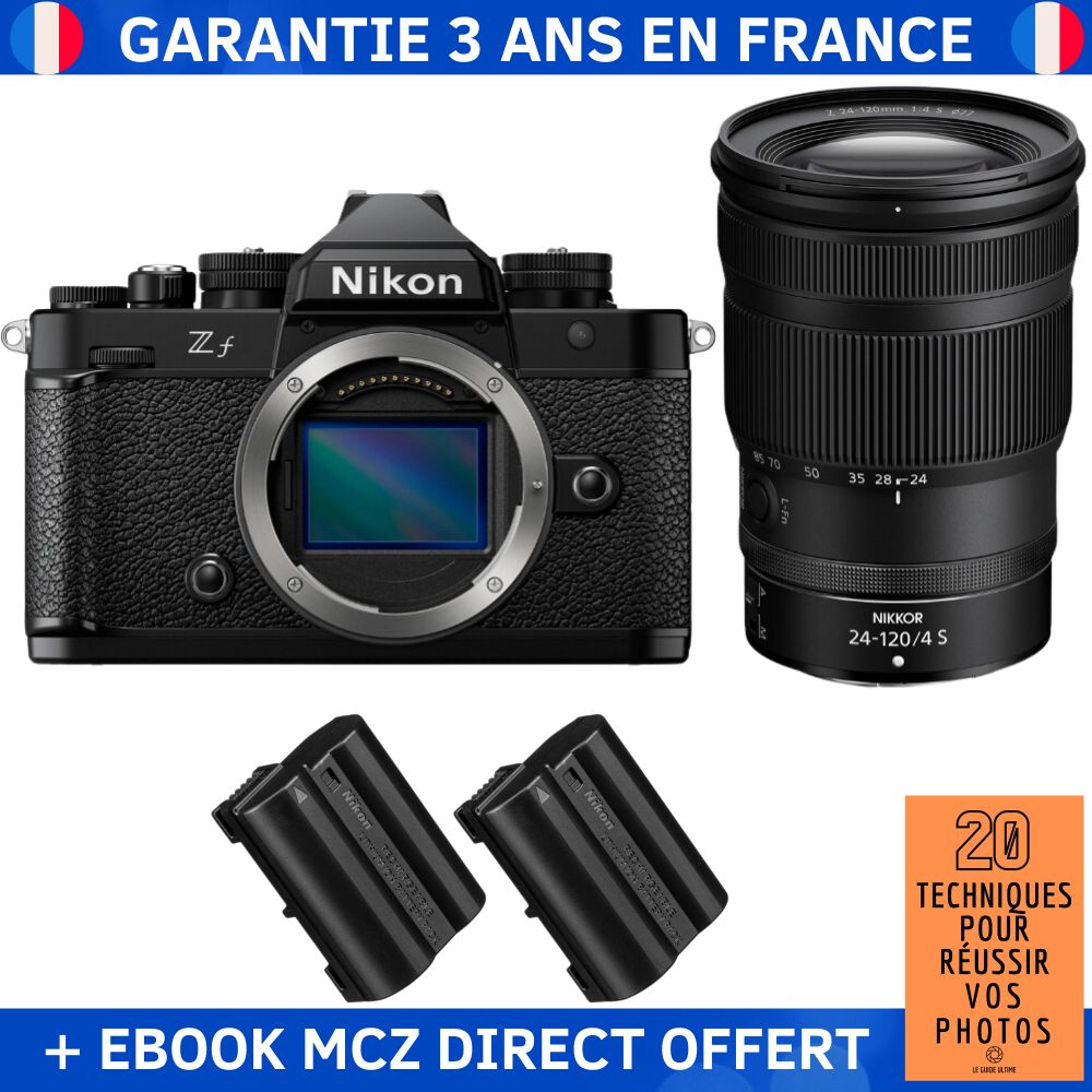 Nikon Zf + 24-120mm f/4 S Lens + 2 EN-EL15C Batteries + '20 Techniques for Successful Photos' Ebook - Hybrid Camera