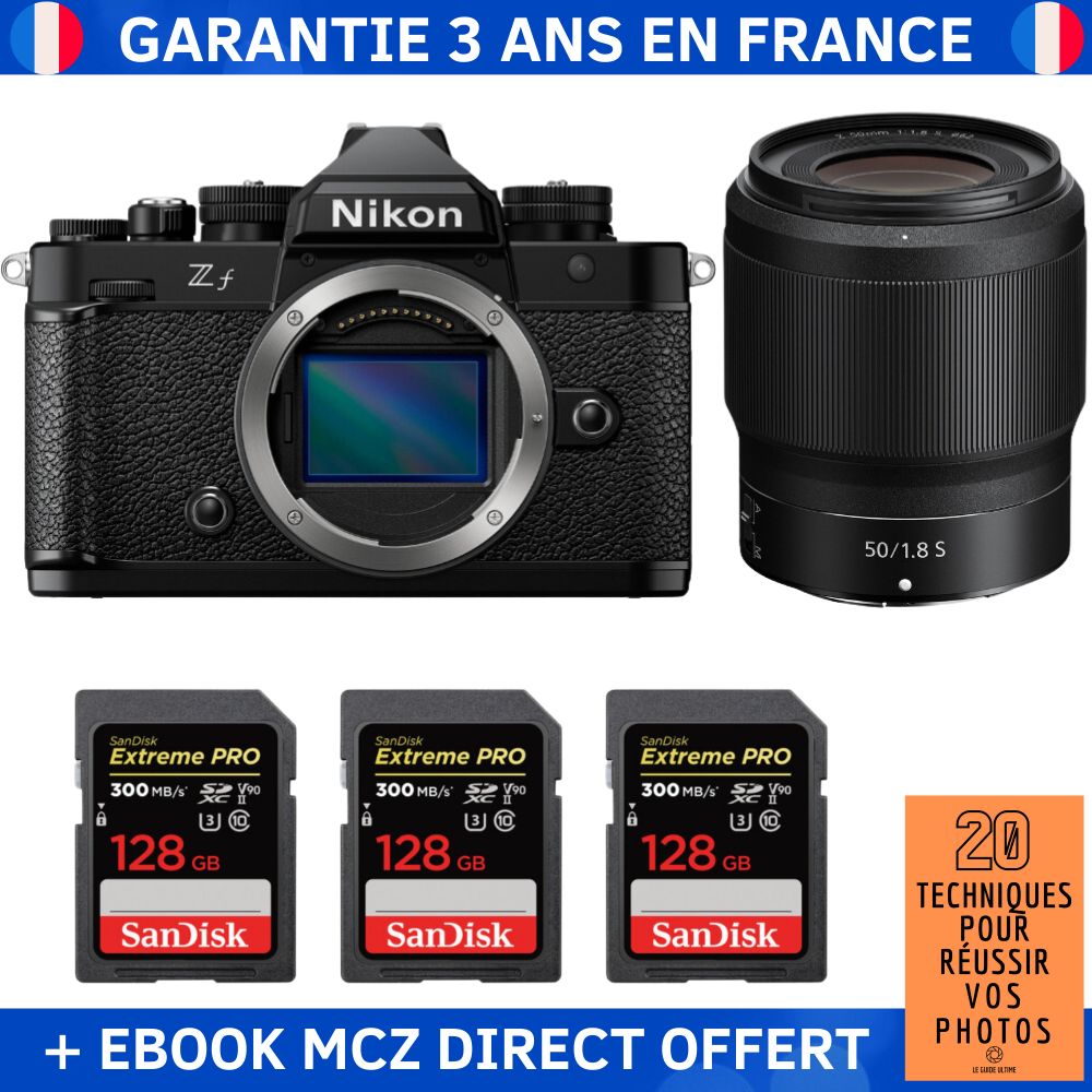 Nikon Zf + 50mm f/1.8 S Lens + 3x 128GB SanDisk Extreme PRO UHS-II SDXC Cards + '20 Techniques for Succeeding in Photography' Ebook - Hybrid Camera