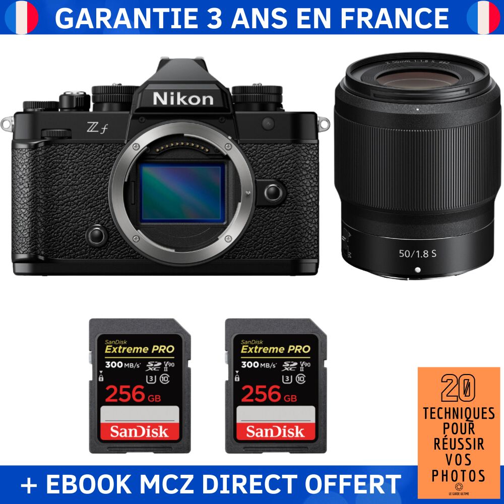 Nikon Zf + 50mm f/1.8 S Lens + 2x 256GB SanDisk Extreme PRO UHS-II SDXC Cards + '20 Techniques for Success in Photography' Ebook - Hybrid Camera