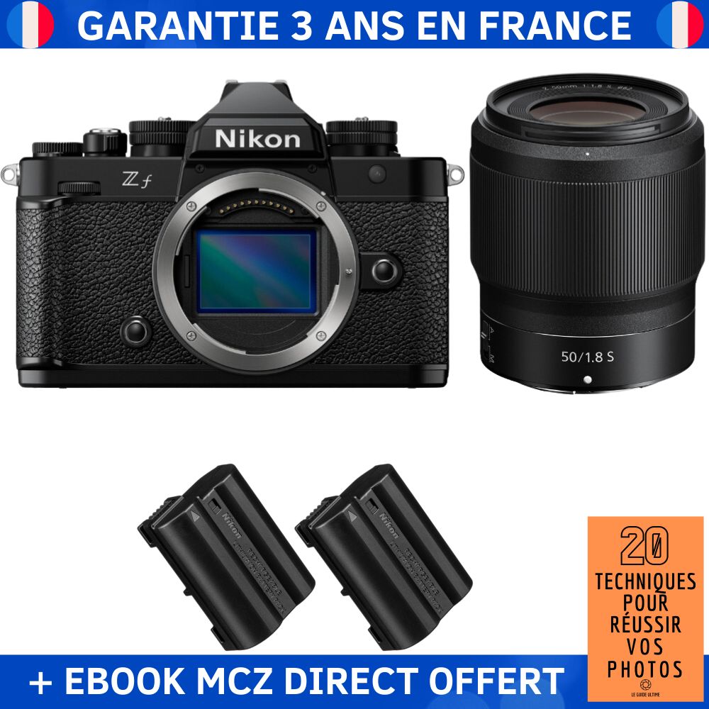 Nikon Zf + 50mm f/1.8 S Lens + 2 EN-EL15C Batteries + Ebook - Hybrid Camera