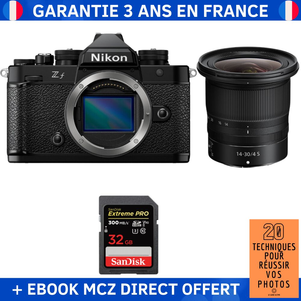 Nikon Zf + 14-30mm f/4 S Lens + 32GB SanDisk Extreme PRO UHS-II SDXC Card + Ebook - Hybrid Camera