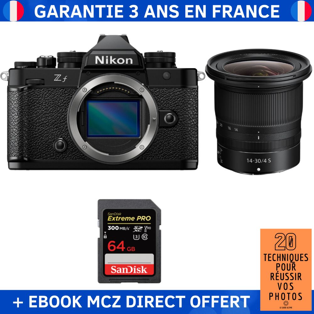 Nikon Zf + 14-30mm f/4 S Lens + 64GB SanDisk Extreme PRO UHS-II SDXC Card + '20 Techniques for Succeeding in Photography' Ebook - Hybrid Camera
