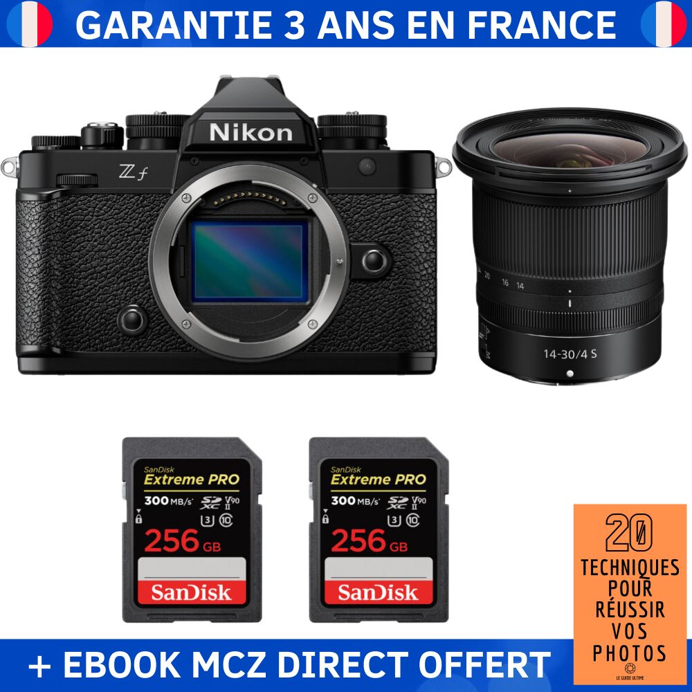 Nikon Zf + 14-30mm f/4 S Lens + 2x 256GB SanDisk Extreme PRO UHS-II SDXC Cards + '20 Techniques for Succeeding in Photography' Ebook - Hybrid Camera