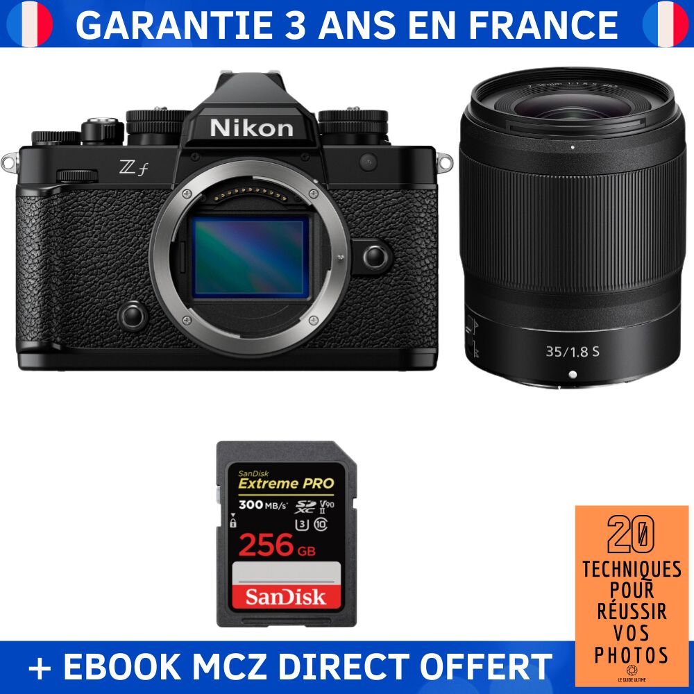 Nikon Zf + Lente 35 mm f/1.8 S + Tarjeta SD 256 GB SanDisk Extreme PRO UHS-II + Ebook '20 Técnicas para Lograr Fotos Exitosas' - Cámara Híbrida