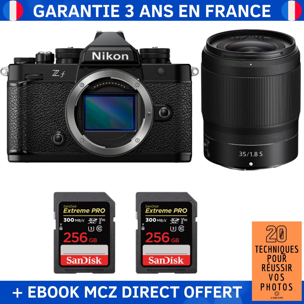 Nikon Zf + 35mm f/1.8 S Lens + 2x 256GB SanDisk Extreme PRO UHS-II SDXC Cards + '20 Techniques for Successful Photos' Ebook - Hybrid Camera