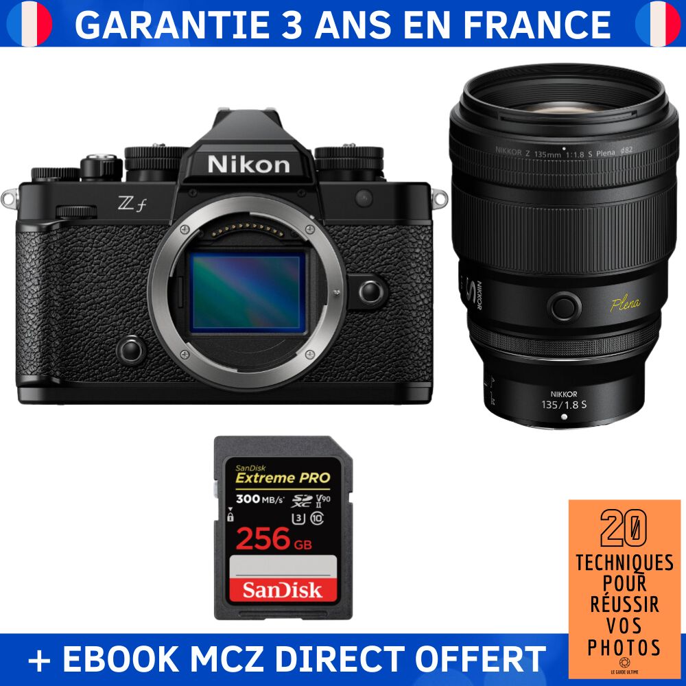 Nikon Zf + 135mm f/1.8 S Plena Lens + 1 SanDisk 256GB Extreme PRO UHS-II SDXC Card + Ebook - Hybrid Camera