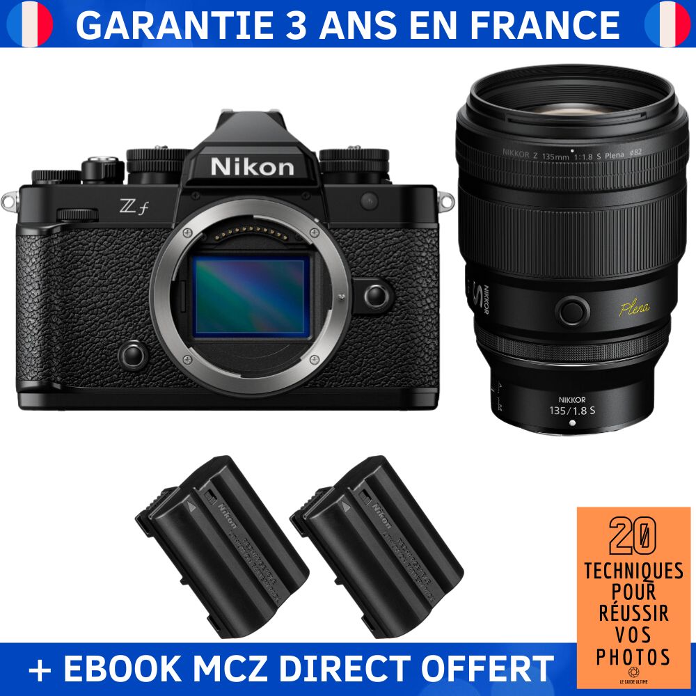 Nikon Zf + 135mm f/1.8 S Lens + 2 EN-EL15C Batteries + '20 Techniques for Successful Photos' Ebook - Hybrid Camera