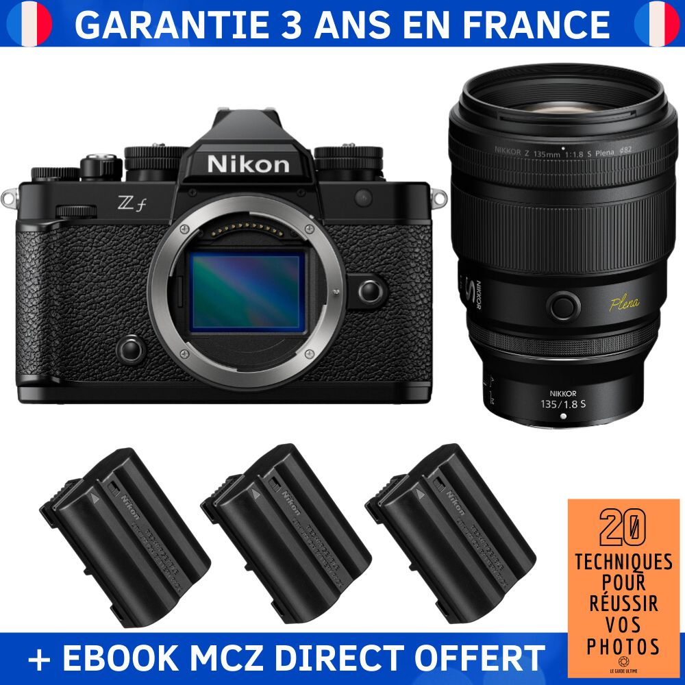 Nikon Zf + 135mm f/1.8 S Lens + 3 EN-EL15C Batteries + '20 Techniques for Successful Photos' Ebook - Hybrid Camera