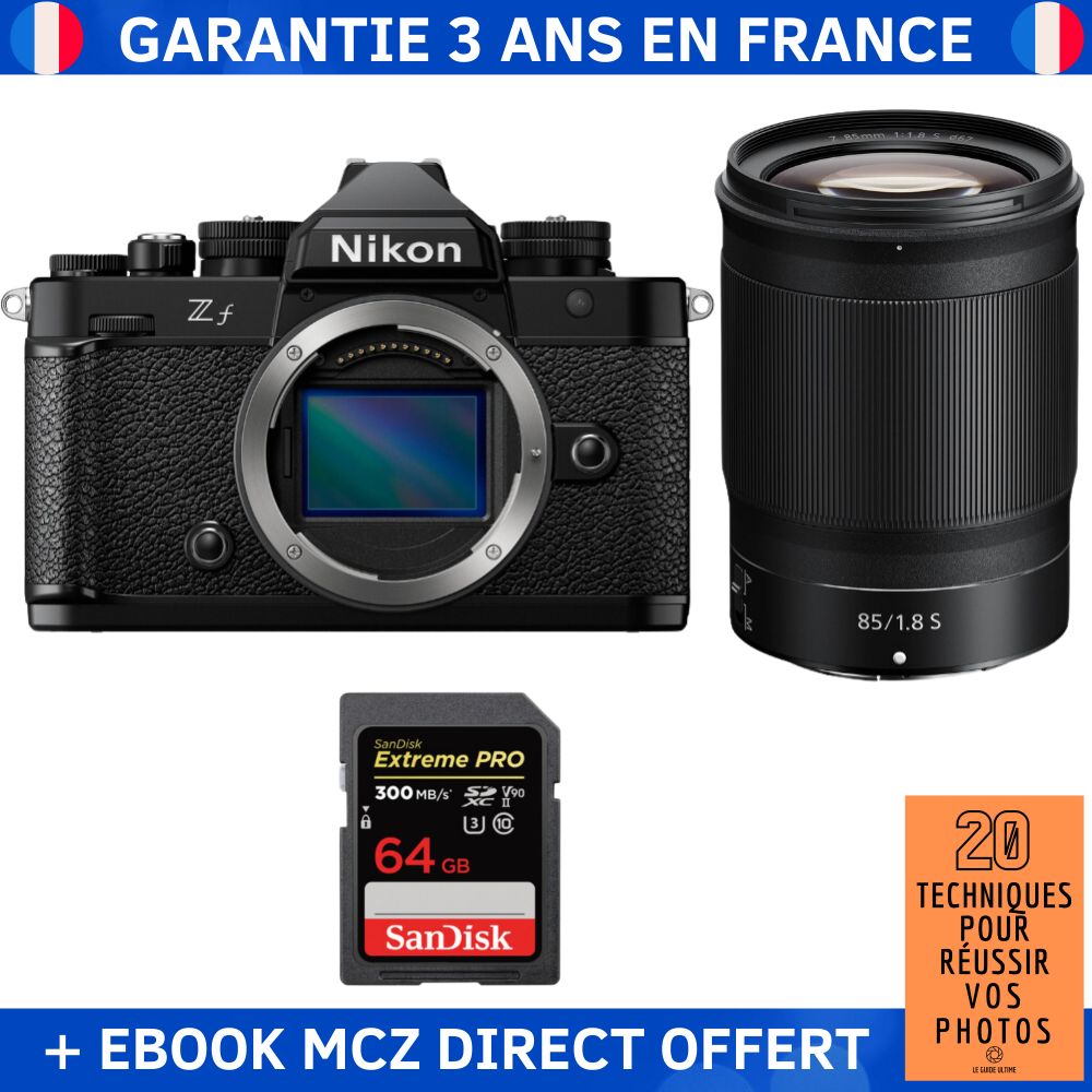 Nikon Zfc + 85mm f/1.8 S Lens + 64GB SanDisk Extreme PRO SD Card + '20 Techniques for Successful Photos' Ebook - Hybrid Camera