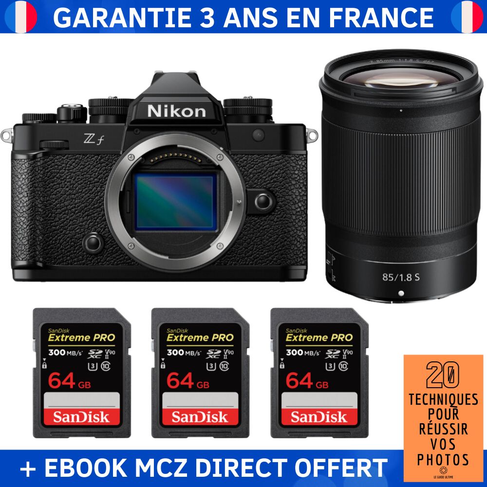 Nikon Zfc + 85mm f/1.8 S Lens + 3x 64GB SanDisk Extreme PRO UHS-II SDXC Cards + '20 Techniques pour Réussir vos Photos' Ebook - Hybrid Camera