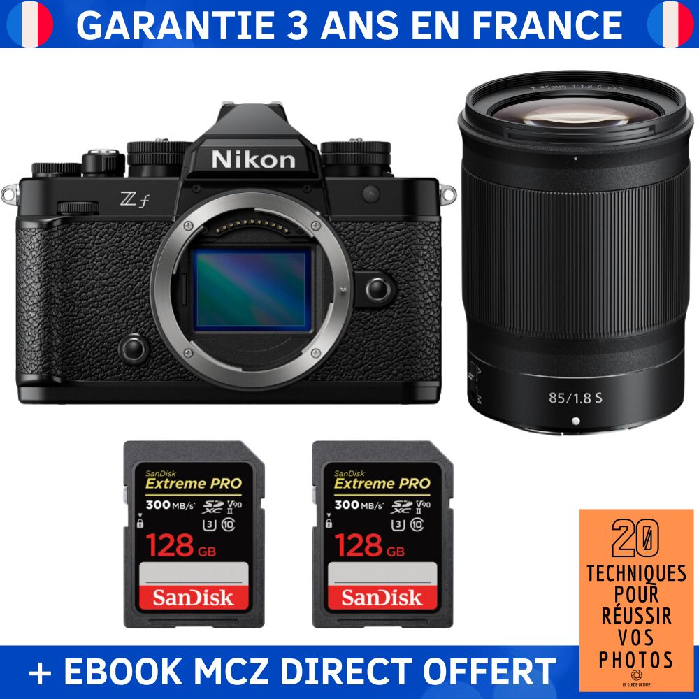 Nikon Zfc + 85mm f/1.8 S Lens + 2x 128GB SanDisk Extreme PRO UHS-II SDXC Cards + '20 Techniques pour Réussir vos Photos' Ebook - Hybrid Camera