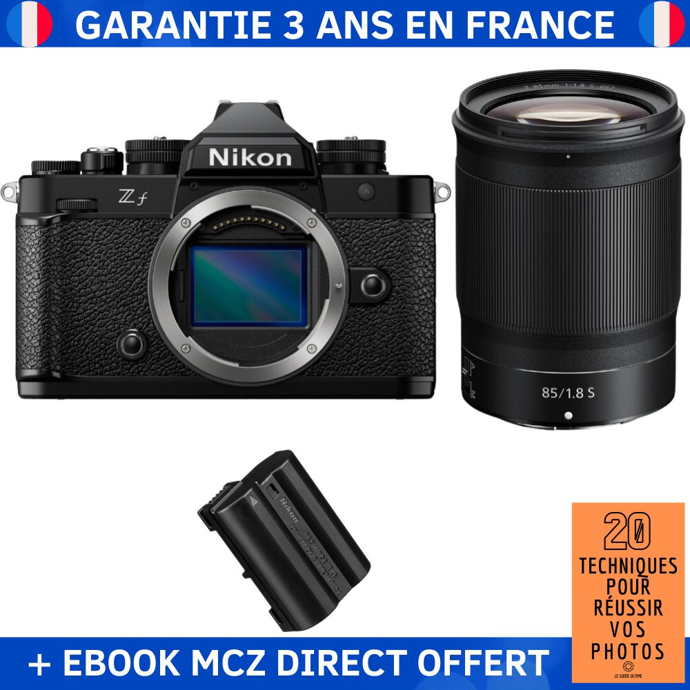 Nikon Zf + 85mm f/1.8 S Lens + 1 EN-EL15C Battery + '20 Techniques for Success in Photography' Ebook - Hybrid Camera