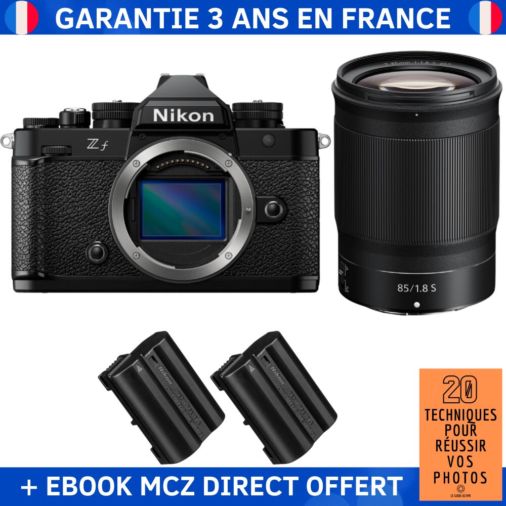 Nikon Zf + Lente 85mm f/1.8 S + 2 Baterías EN-EL15C + Guía '20 Técnicas para Tener Éxito en la Fotografía' - Cámara Híbrida