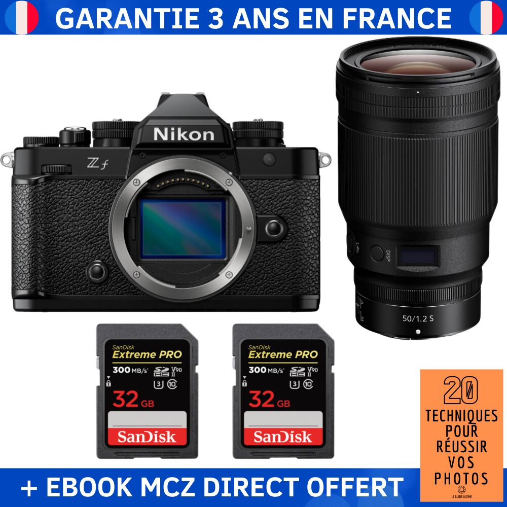Nikon Zf + Objetivo 50mm f/1.2 S + 2 Tarjetas SD de 32GB SanDisk Extreme PRO UHS-II + Ebook '20 Técnicas para Tener Éxito en la Fotografía' - Cámara Hybrid