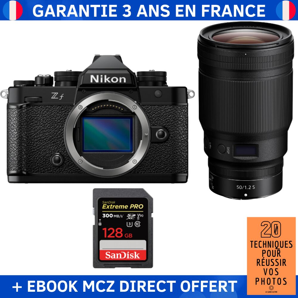 Nikon Zf + lente 50 mm f/1.2 S + tarjeta SanDisk 128 GB Extreme PRO UHS-II SDXC 300 MB/s + ebook '20 técnicas para lograr fotos exitosas' - Cámara híbrida