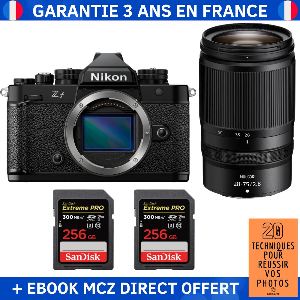 Nikon Zf + 28-75mm f/2.8 Lens + 3 x 256GB SanDisk Extreme PRO UHS-II SDXC Cards + '20 Techniques for Succeeding in Photography' Ebook - Hybrid Camera