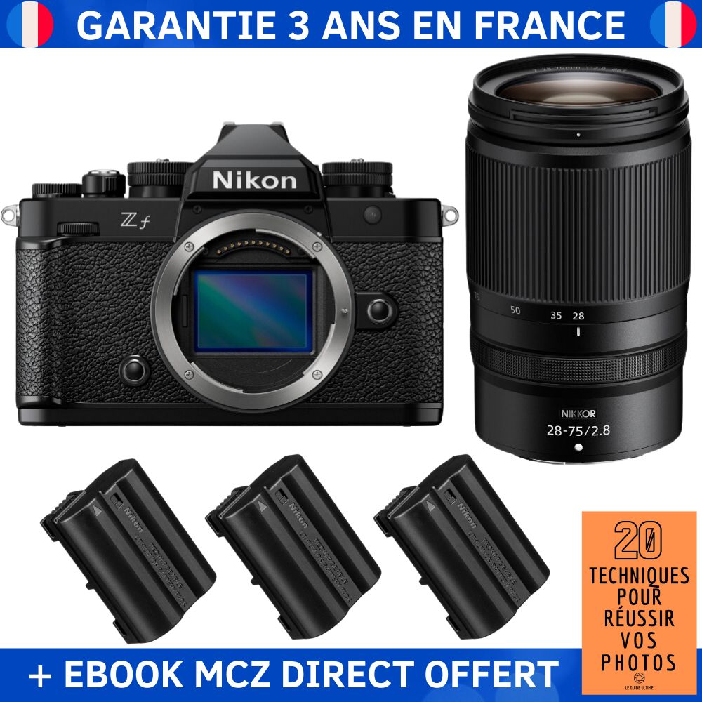 Nikon Zf + 28-75mm f/2.8 Lens + 3 EN-EL15C Batteries + Ebook - Hybrid Camera