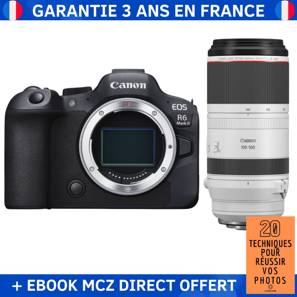 Canon EOS R6 Mark II + RF 100-500mm f/4.5-7.1 L IS USM + Ebook '20 Techniques pour Réussir vos Photos' - Hybrid Camera