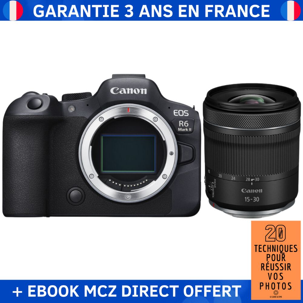 Canon EOS R6 Mark II + RF 15-30mm f/4.5-6.3 IS STM + Ebook '20 Techniques pour Réussir vos Photos' - Hybrid Camera