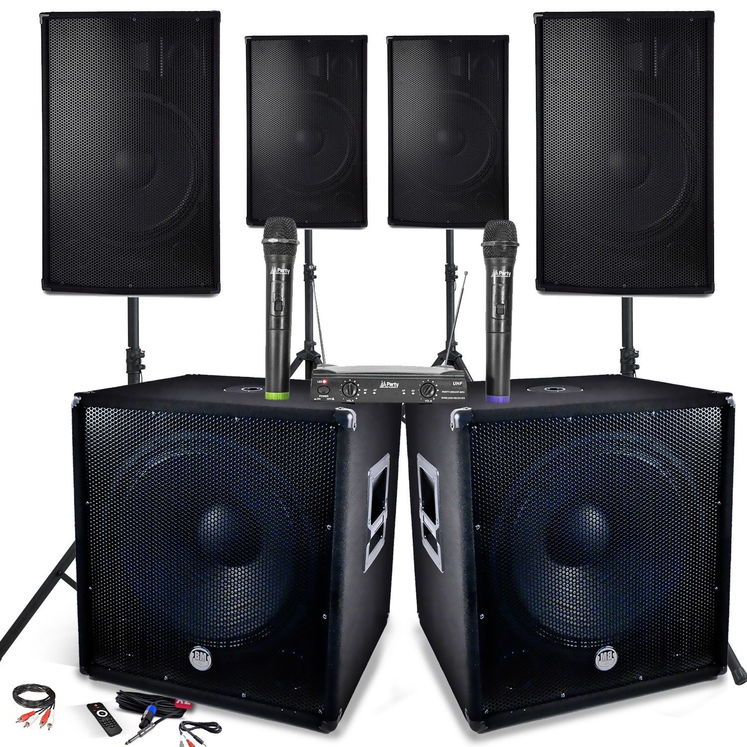 Kit Sono Bm Sonic 4800W, 4 Haut-parleurs, 2 Subwoofers 18"