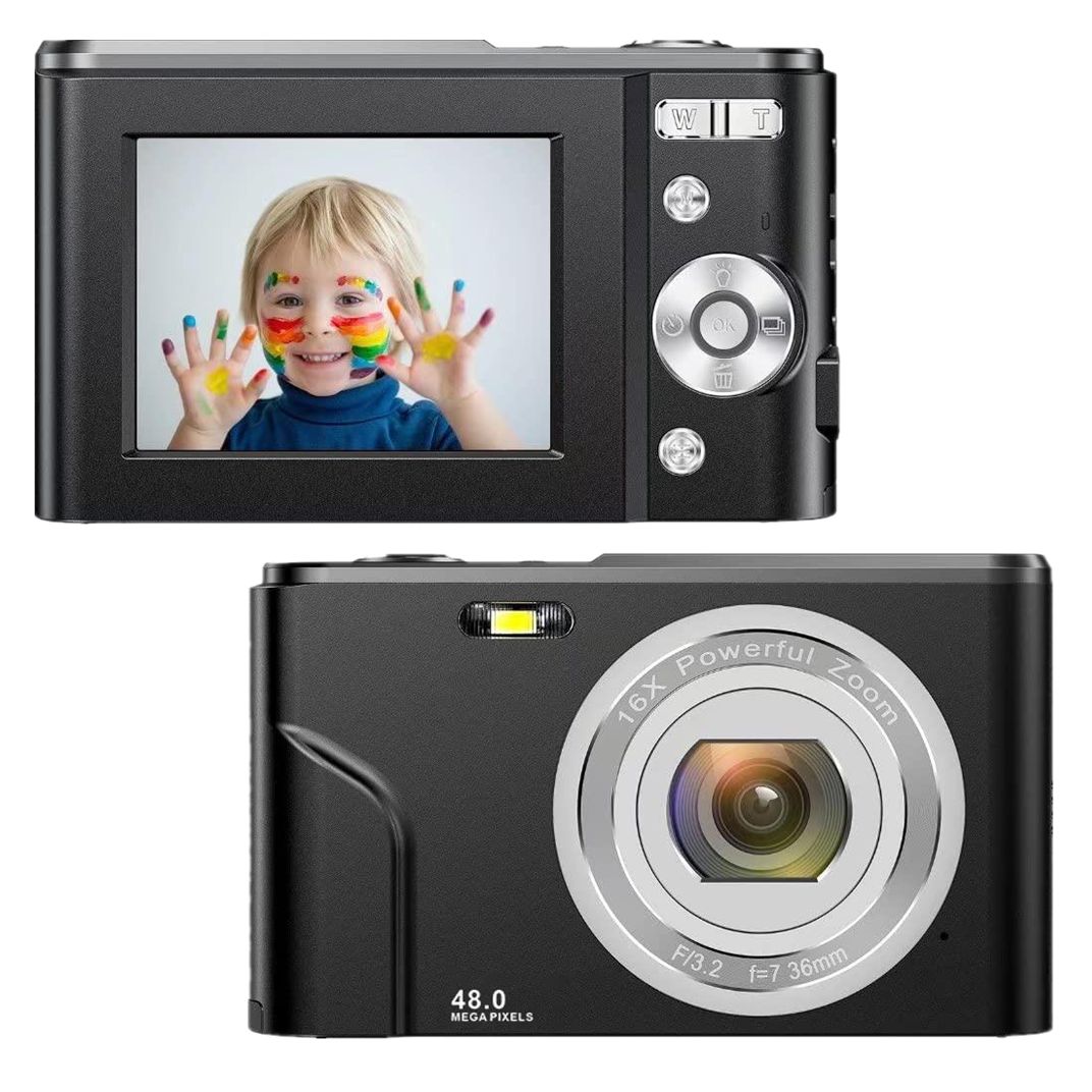 Digital Camera 1080P 48MP Vlogging with 16x Zoom - Black