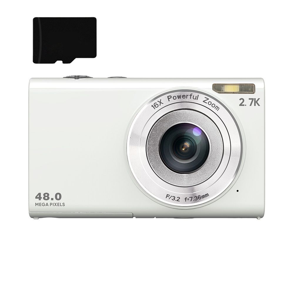 INF 48MP Digital Camera with 2.7K Video, 16x Digital Zoom, Webcam, Automatic Focus, White