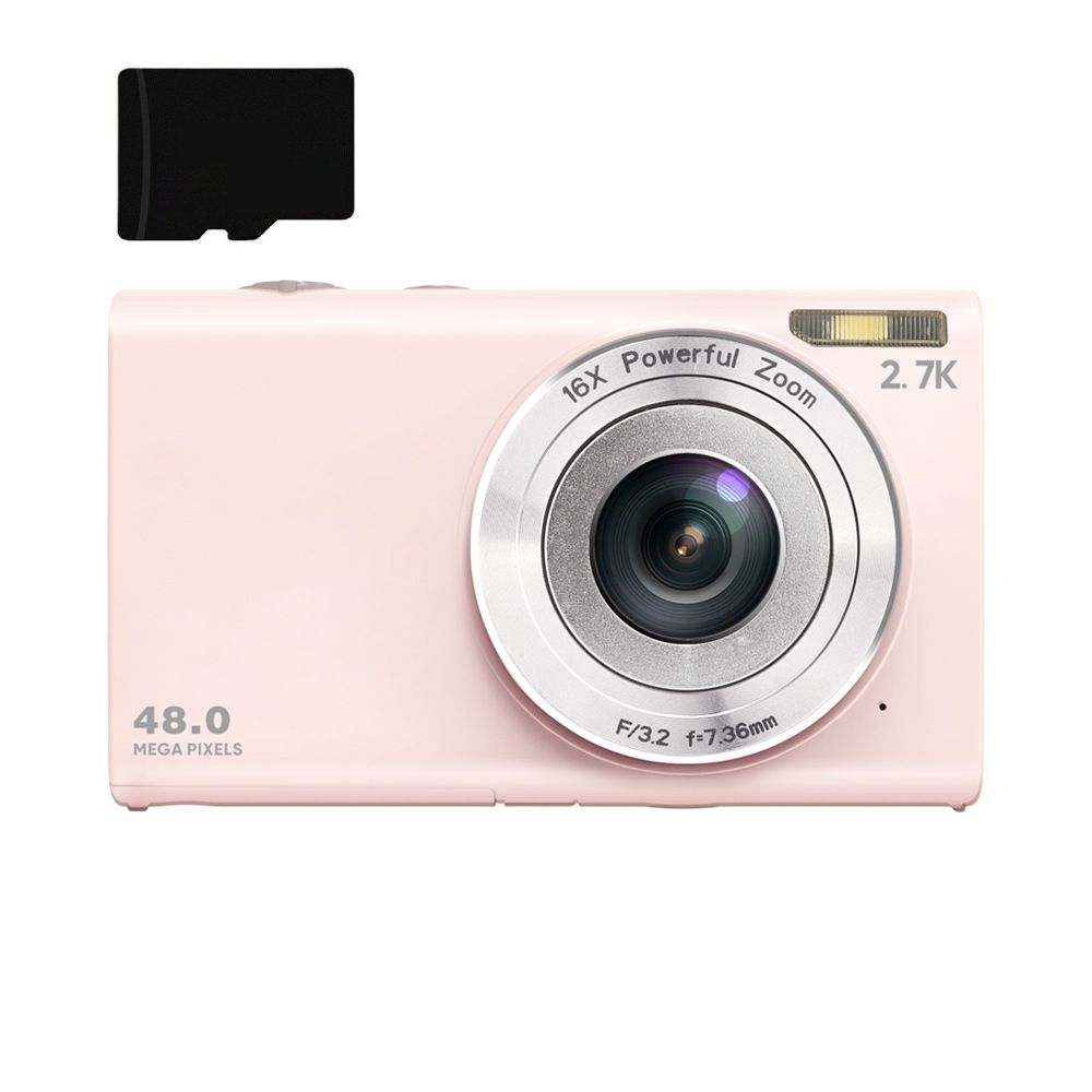 Digital Camera 48MP 2.7K FHD with 16x Digital Zoom, Webcam, Auto Focus - Pink