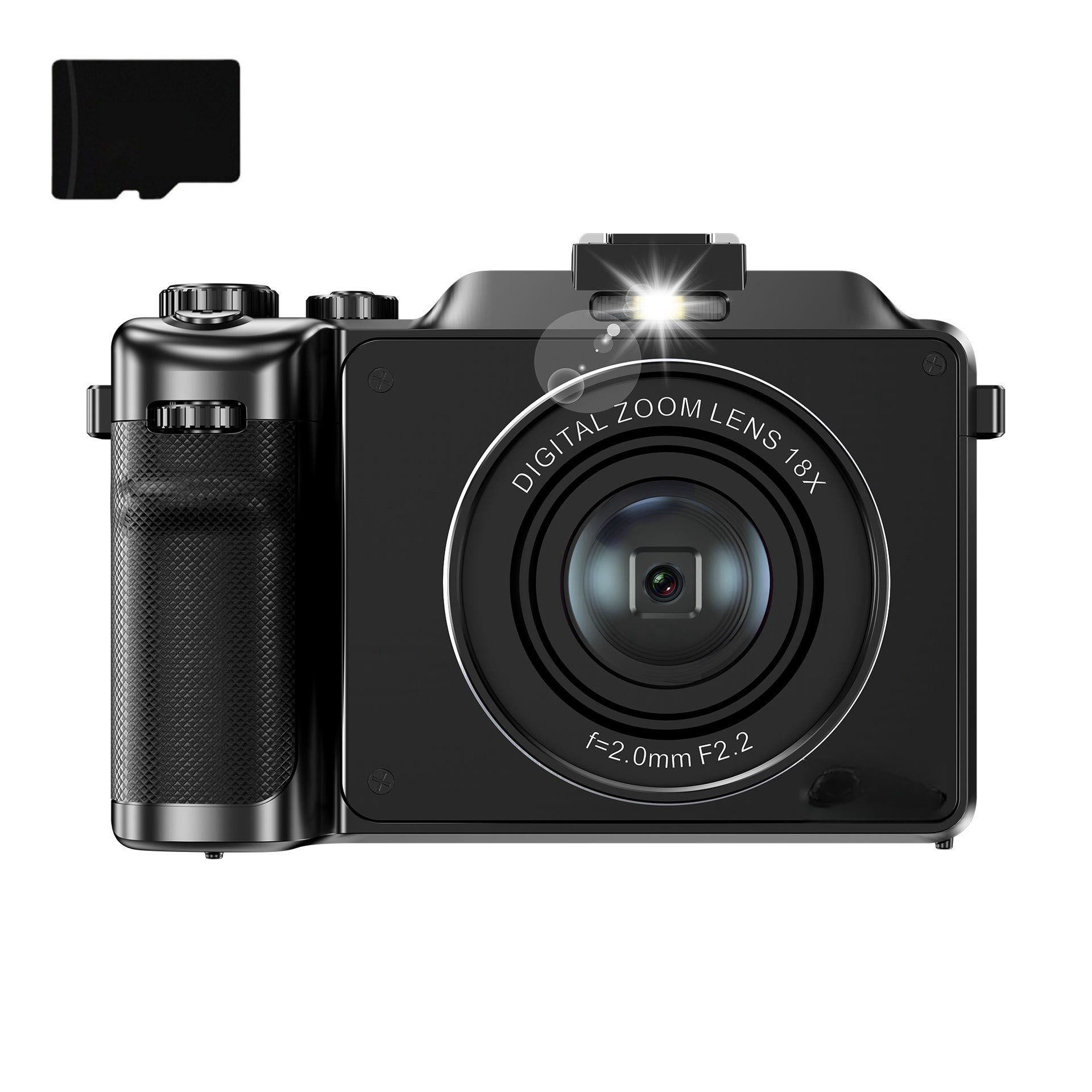 INF 48MP 4K Dual-Lens Digital Camera with 18X Zoom and 32GB Card - Black