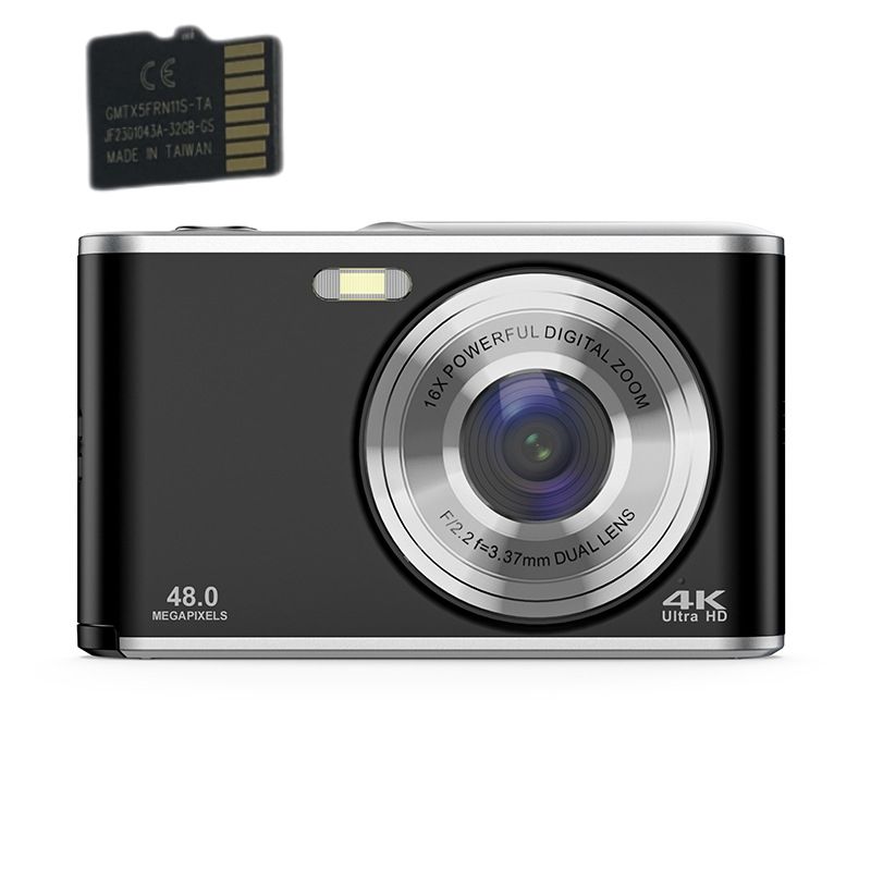INF 48MP Digital Camera 4K Zoom 16x with 32GB Memory Card - Black