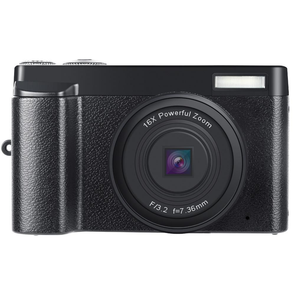 Digital Camera 48MP, HD 1080p, 16x Zoom, Foldable Screen - Black