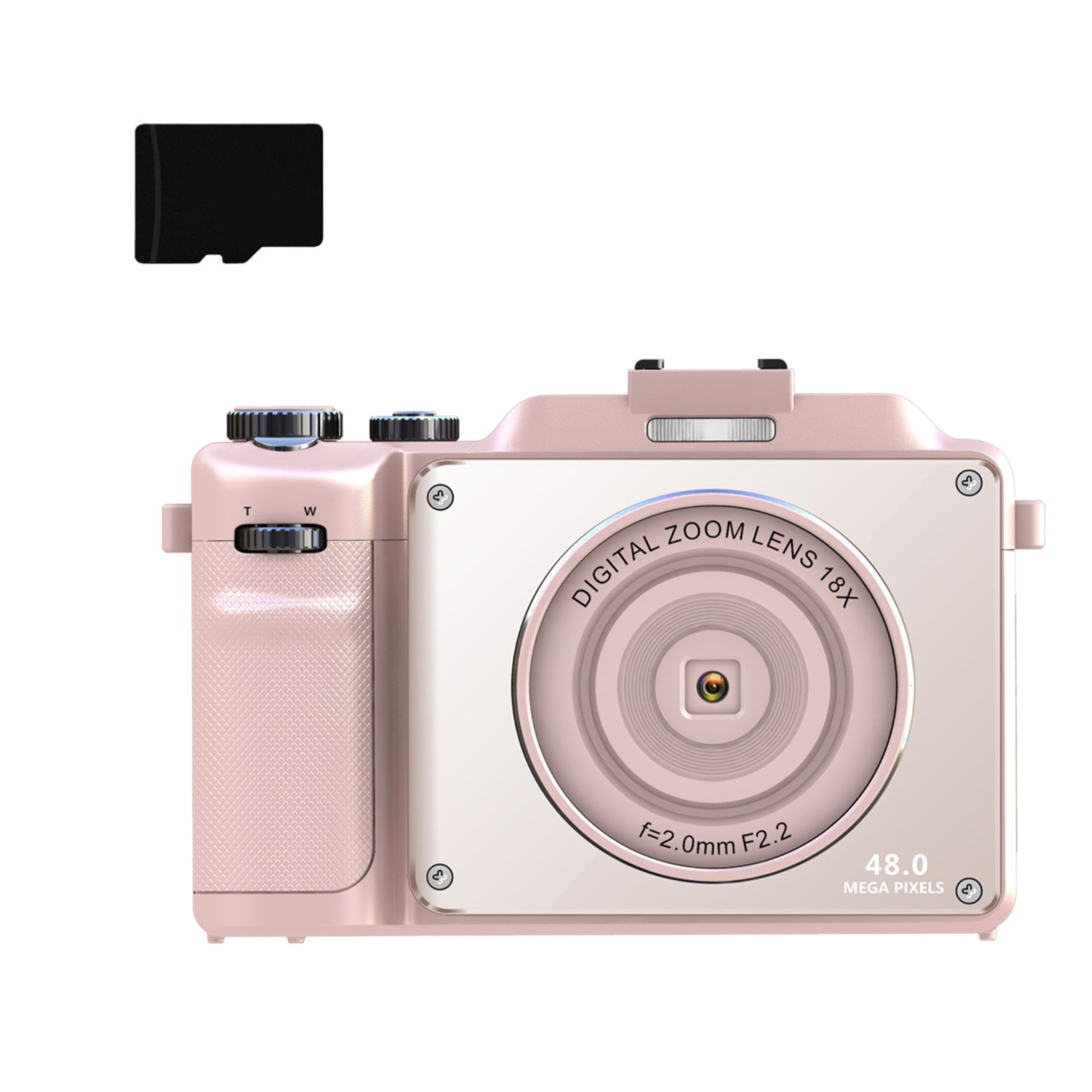 Digital Camera 4K/48MP/18x Digital Zoom/Automatic Focus/Dual Camera with 32GB Memory Card - Pink