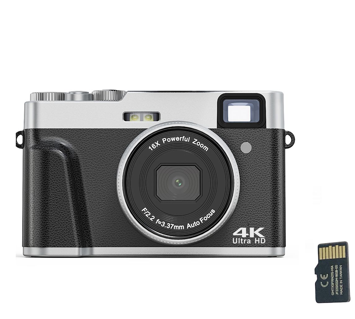 Digital Camera 4K 48MP with 16x Zoom/Autofocus/Anti-Shake, 32GB Card
