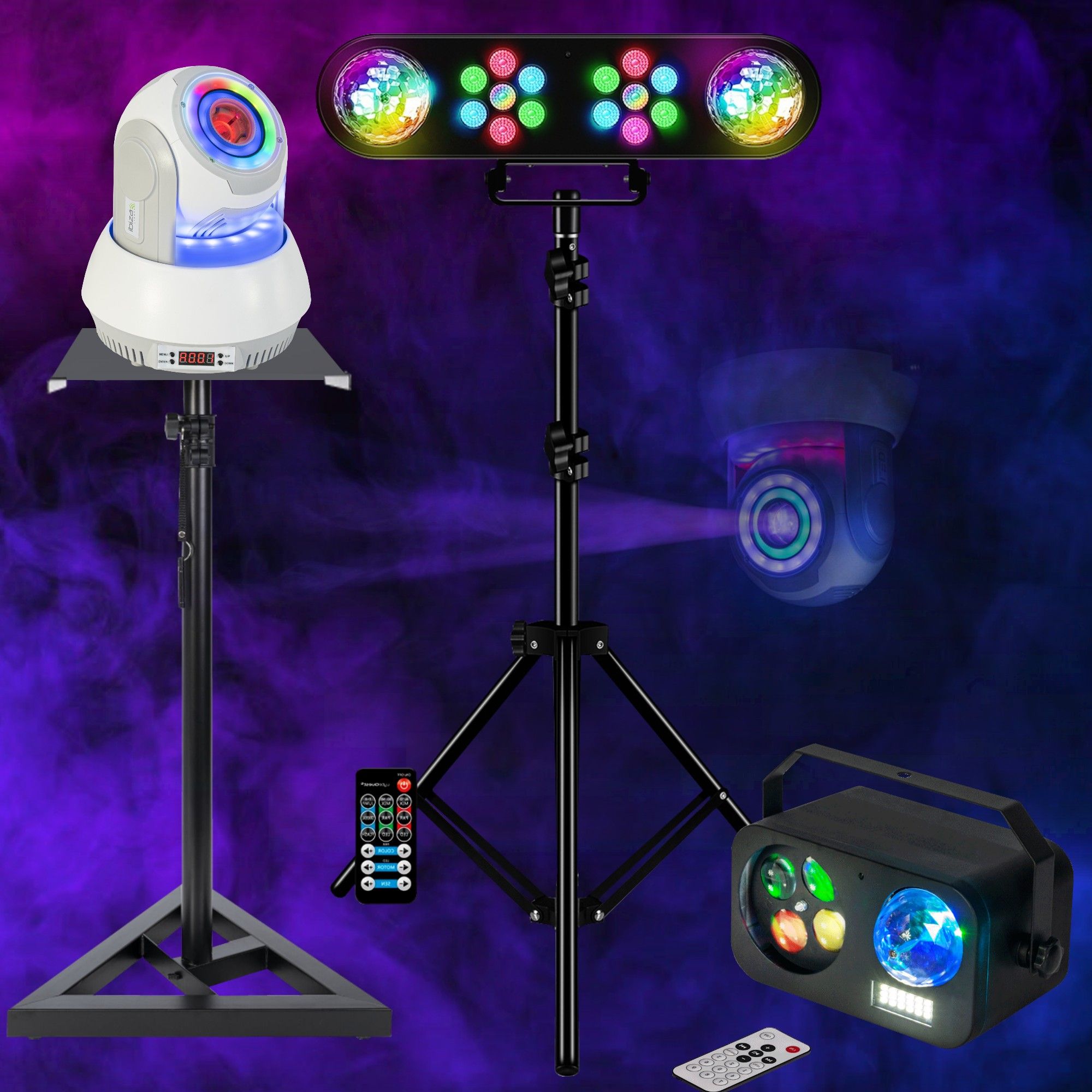 Moving Light DJ Light Stand Pack - 2 PAR Lights 2 Astro Lyres SST02