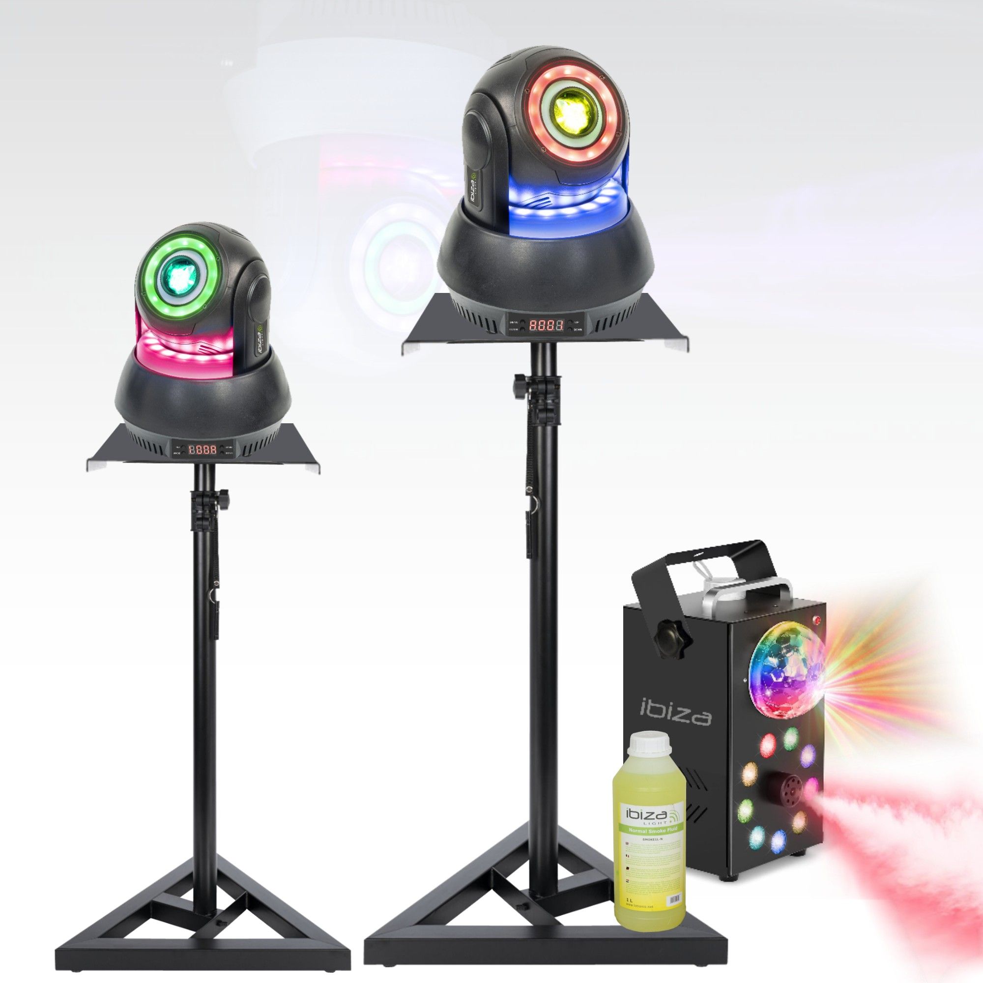 Ibiza Light STAR-SPOT-BL 30W Spot Lights Kit with Fog Machine