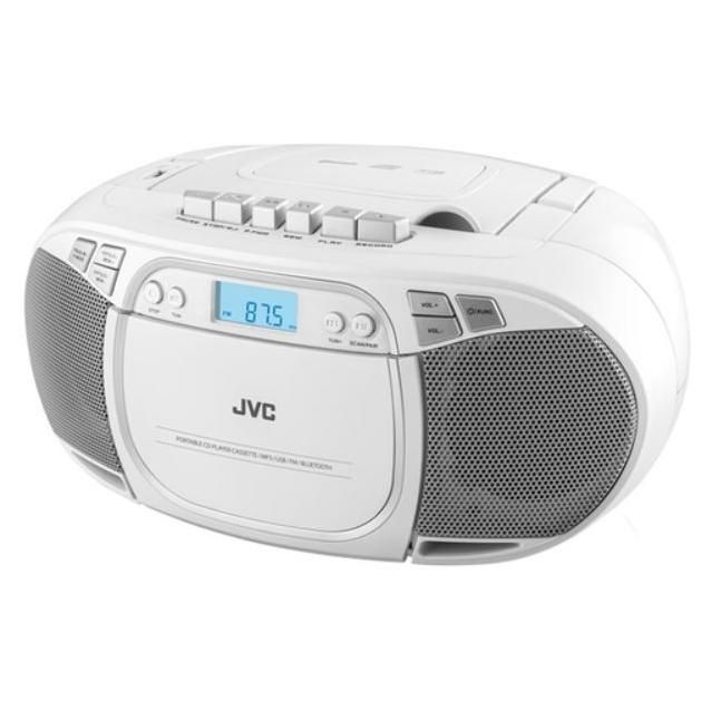 JVC Portable CD Player - 3.2W, FM Radio, LCD Display, White