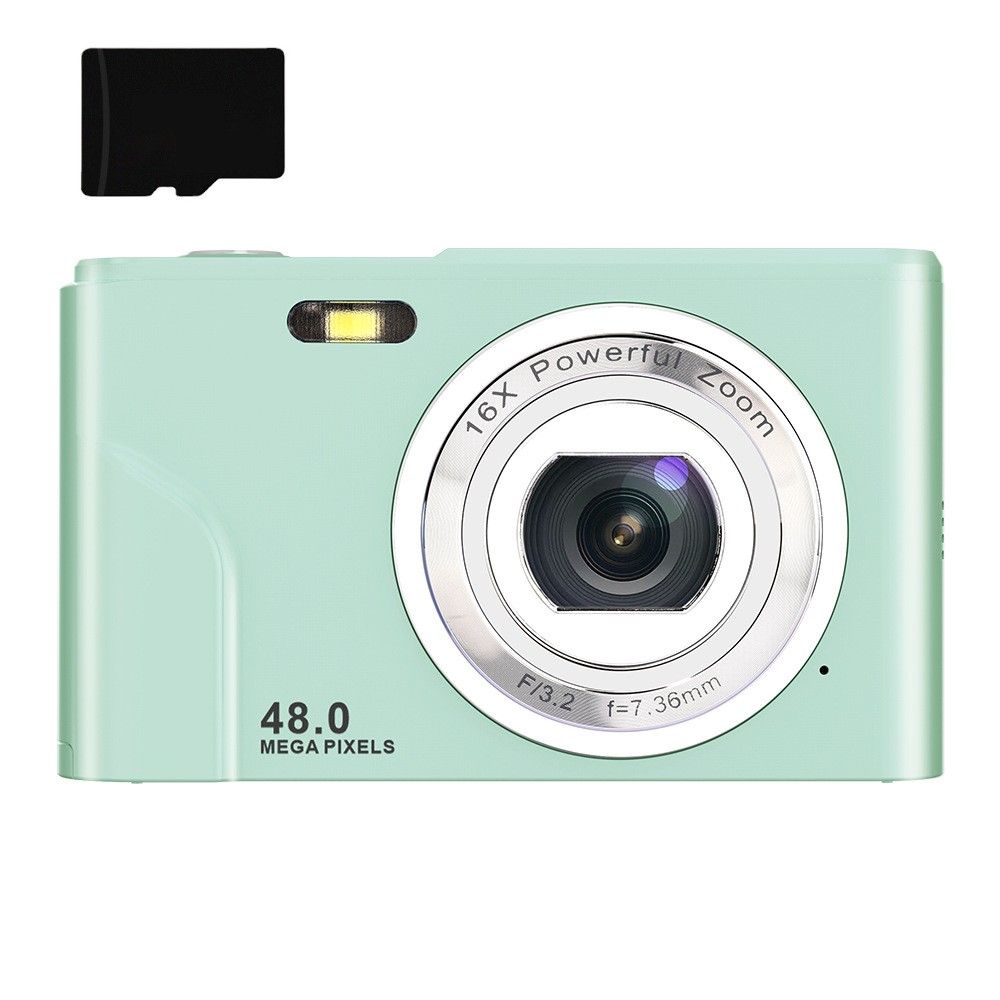 Digital Camera 48MP FHD 1080p with 16x Zoom and 32GB Memory Card - Green