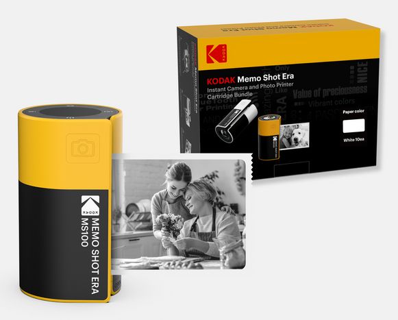 Kodak MemoShot Era MS100 - 68.58x45.72mm Photo Format, Black/Yellow