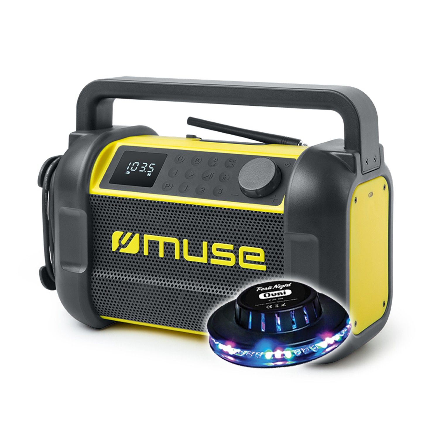 Muse M-928 BTY Robust Job Site Radio (IP64 Waterproof & Dustproof, Bluetooth, Light Included)