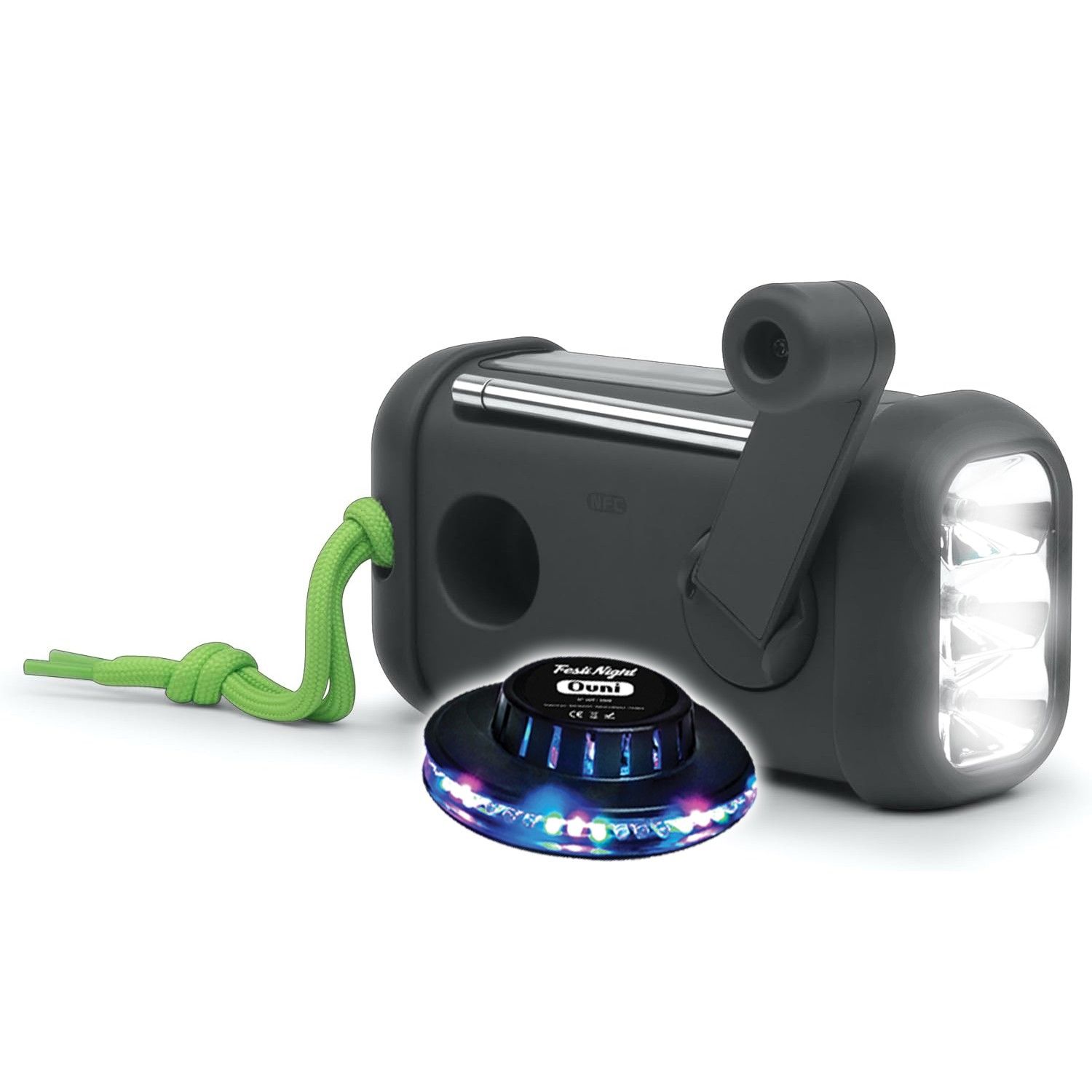 Radio portátil solar Bluetooth Muse MH08MB, emparejamiento TWS, radio digital, micrófono manos libres, IP64, espectáculo de luz OVNI