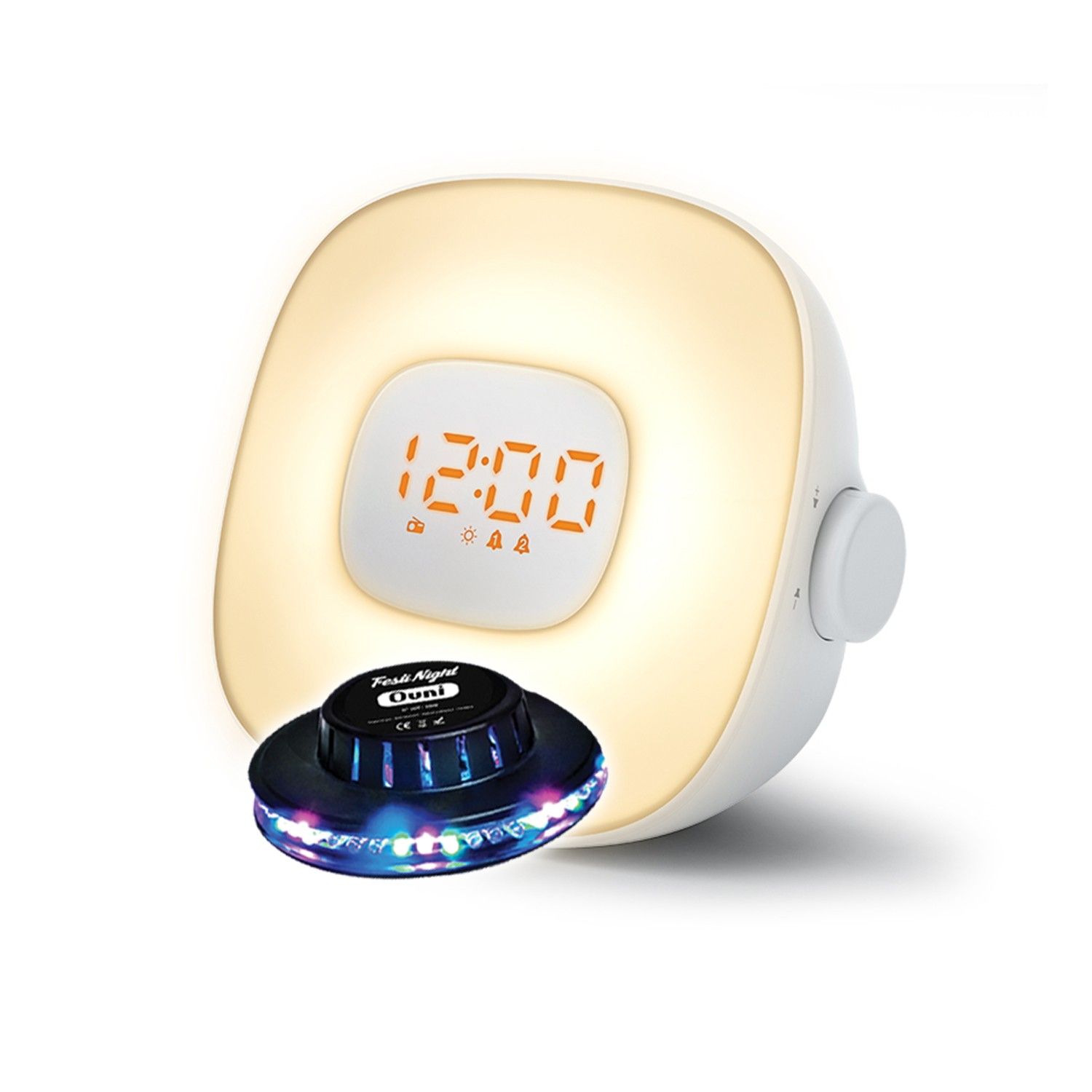 Luminous Radio Alarm Clock with Nature Sounds - Muse ML-198CR - LED Ambiance Light Therapy - 5 Nature Sounds, UFO Light Included